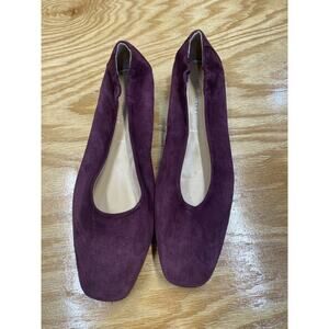 Ron White Women's 8 Purple Suede Slip-On Flat Heel Square Toe Ballet Flats S41